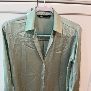 Zara button down silk shirt